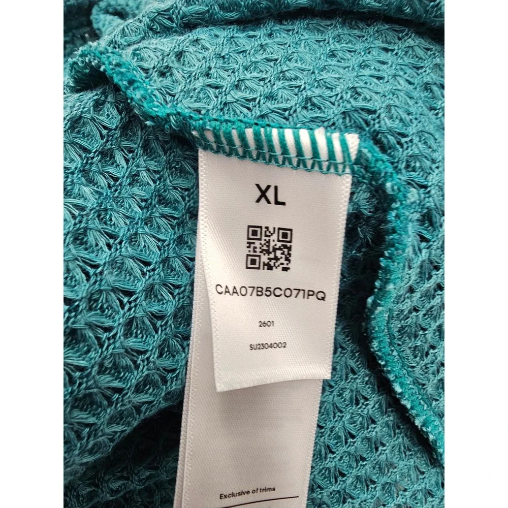 Cupshe Womens V-Neck Waffle Knit Swim Cover Up Teal Polyester Blend Size XL